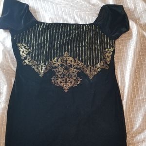 Boohoo Tunic Dress Black and Gold